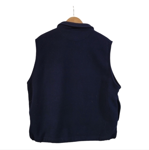 Vintage Lands' End Navy Blue Full Zip Fleece Vest Men's Size XL Pockets - Picture 2 of 4